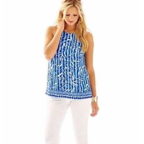 Lilly Pulitzer Leaf and Dot Samba Silk Halter Top - Picture 2 of 10